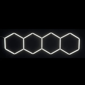 Dæmpbart NORTHLUMEN™ Hexagon LED-lyssæt i række – 4 paneler
